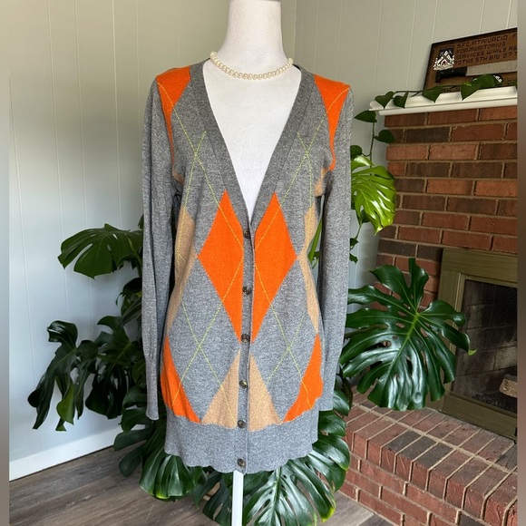 🛍️jCP multi color long cardigan with button closure size large excellent. - Picture 5 of 6